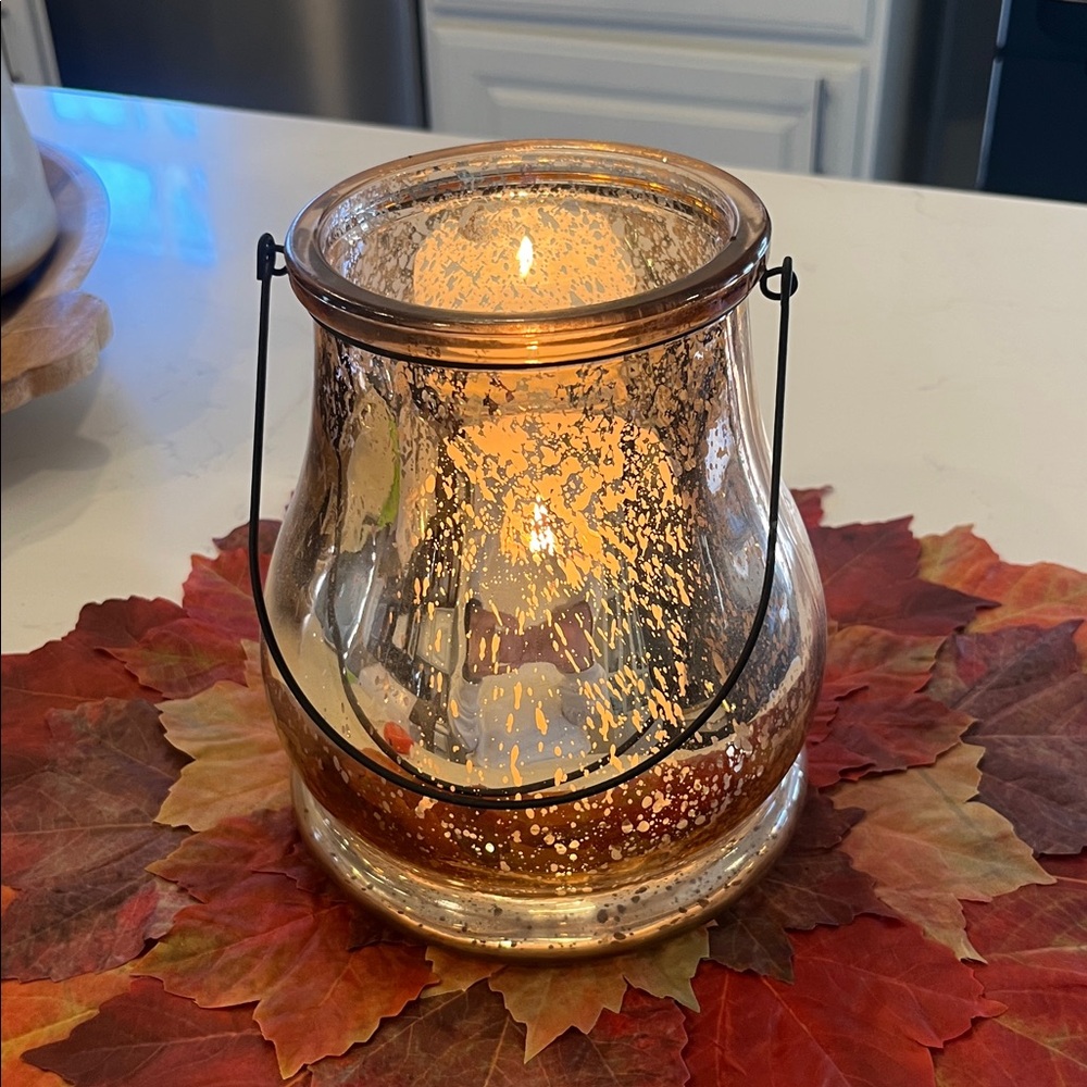 Rose Gold Mercury Glass Lantern with Handle